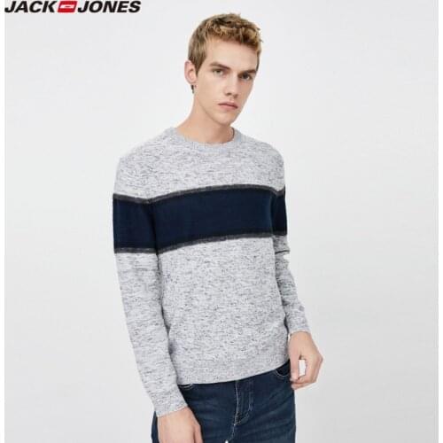 JackJones Mens Sweater Male Contrasting Splicing Warm Pullover Knit Sweater | 219325502