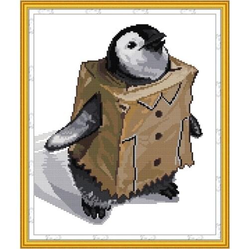Penguin Clothes Patterns Counted Cross Stitch Kits for Embroidery Kits 11ct 14ct Printed on Canvas DIY Handmade Needlework Sets