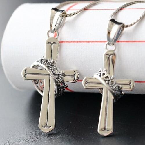 Retro Thai Silver Wholesale Handmade S925 Sterling Silver Pendant Small Cross Silver Pendant Silver Pendant Male And Female