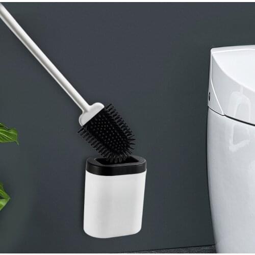Silicone Toilet Brush Wall-mounted Quick Drying Holder Set Flexible Soft Bristle