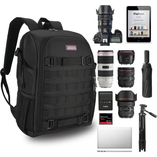 Tactical Camera Bag Large Capacity DSLR Backpack Photography Shoulders Bag Waterproof Photo Case for Canon Nikon Sony Pentax