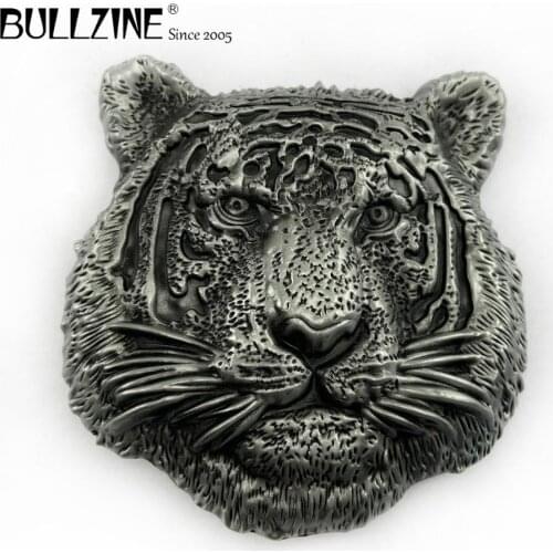 The Bullzine Tiger belt buckle with pewter finish FP-02780 suitable for 4cm width belt
