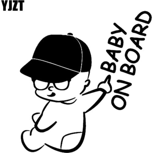 YJZT 12.7CM*13.5CM Baby On Board Naughty Boys Vinyl Car Sticker Decal Black/Silver C10-00138
