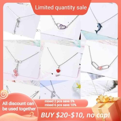 Evimi 925 Sterling Silver Heart Wave Pendant Necklace for Women Elk Christmas Clavicle Chain Holiday Gift