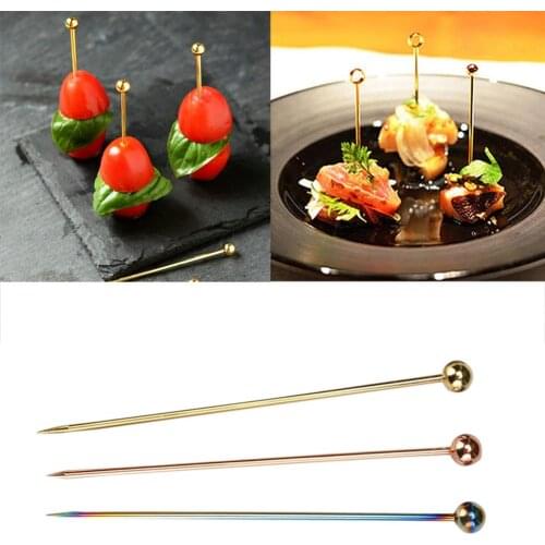 10PCS/Set Cocktail Picks Sticks Stainless Steel Fruit Pick Fork Tool for Bar Party or Barbeque Snacks, Club Sandwiches Martini
