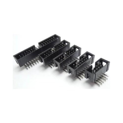 20pcs 2.54mm Pitch Elbow Angle Connector IDC Socket Box Header DC3-10P/16P/20P/26P/30P/34P