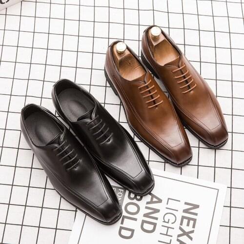2019 spring and autumn brand mens leather shoes Derby shoes business Oxford lace genuine social mens shoes large size 48