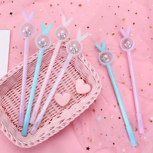 24 PCs Cute Creative Relaxation Rabbit Eared Dice Gel Pen Fun Student Decompression Signature Pen Writing Tools Stationery Pen
