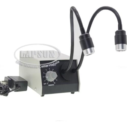 2 x 3W White 6400K Dual Twin LED Adjustable Flex Gooseneck Illuminator Microscope Lamp Light 90-260V AC Input
