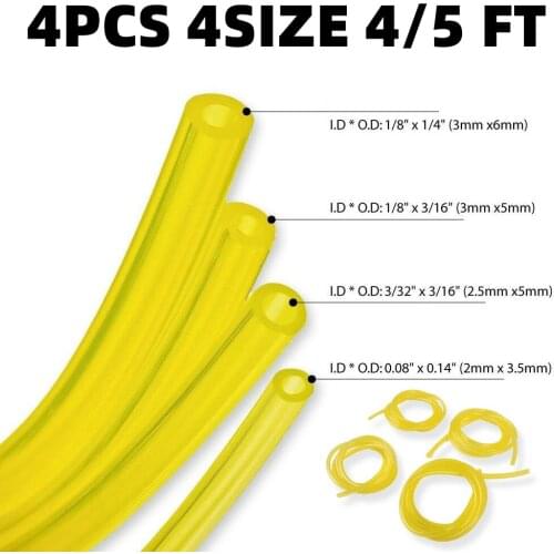 4pcs Petrol Fuel Line Hose Gas Pipe Tubing For Trimmer Chainsaw Blower Tools
