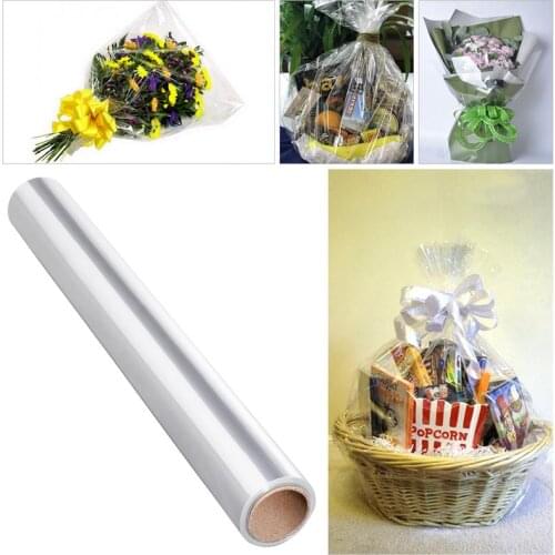 40x3000cm Transparent Cellophane Wrap Paper Roll Clear Wrapper Roll for Gifts Baskets Flowers (0.025mm Thickness)