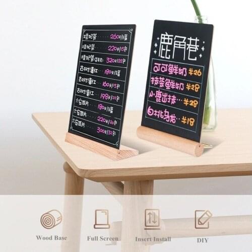 A4 DIY Restaurant Chalkboard Sign Message Board Stand Tabletop Freestanding Wooden Menu Display Sign Stand