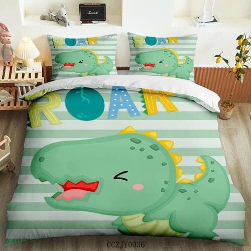 BailiPromise Cute dinosaur cover ensemble de literie bedroom 3D Print Pillowcase kids Soft Duvet Cover Queen King 2/3pcs