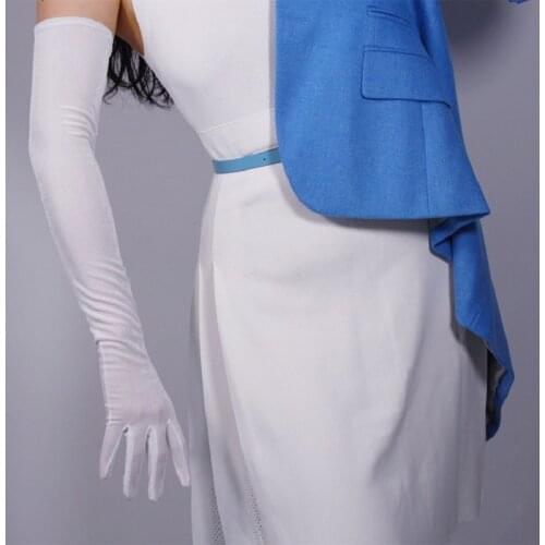 White Velvet Gloves Opera Evening Long Stretchy Velours Flannel Ladies Warm Bridal Wediding Gloves gants mariage ST366