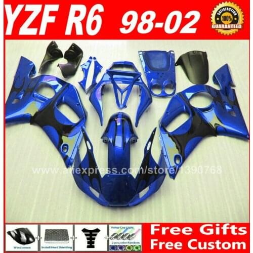 Blue black Fairings kit for YAMAHA R6 1998 - 2002 1999 2000 2001 plastic parts 98 99 00 01 02 fairing kits H41h