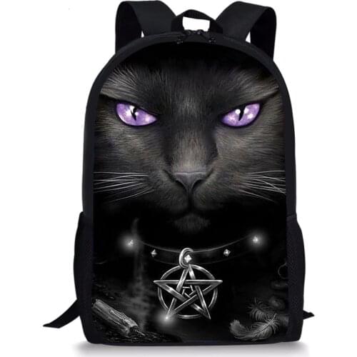 Childrens Backpack Cartoon Gothic Cats Prints Pattern School Bag Kids Cute Book Bag Teenager Girls Schoolbags Mochila