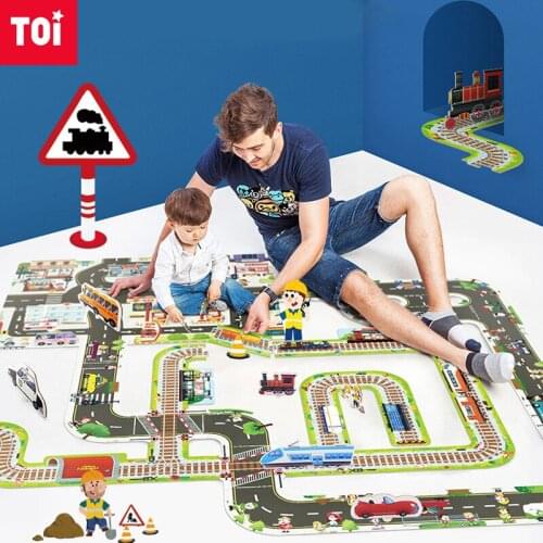 TOI Floor Road Traffic Track Scene Large Puzzle Paper Kids 3+ Years Baby Education Parent-child Interactive Game Jigsaw Toy Gift
