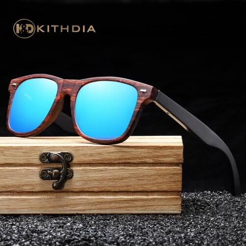 Kithdia Handmade Natural Wooden Sunglasses Men Polarized Eyewear Women Mirror Vintage Oculos de sol masculino UV400 Polarized