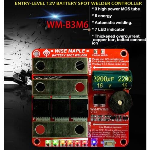 WM-B3-6 12V Transistor MOS Mini Spot Welder Controller 18650 Lithium Battery Automatic Welding Board LED Indicator Pen Machine