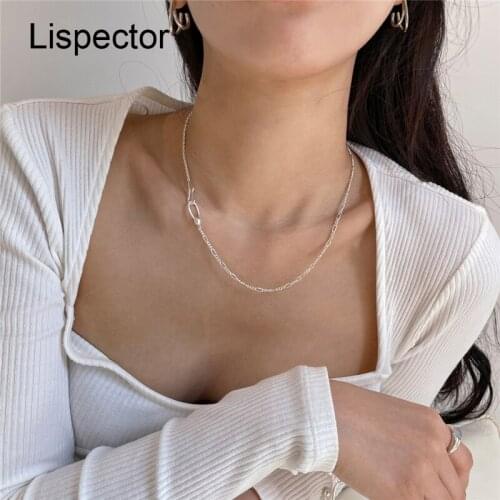 Lispector 925 Sterling Silver Korean Simple Figaro Chain Necklaces for Women Minimalist Handmade Choker Necklace Female Jewelry
