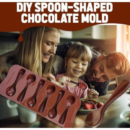 Cute Cake Mold Good Quality DIY Chocolate Six Spoons Mould Mold Silicone Baking Cake Decorating Topper Candy Chocolate SpoonMold