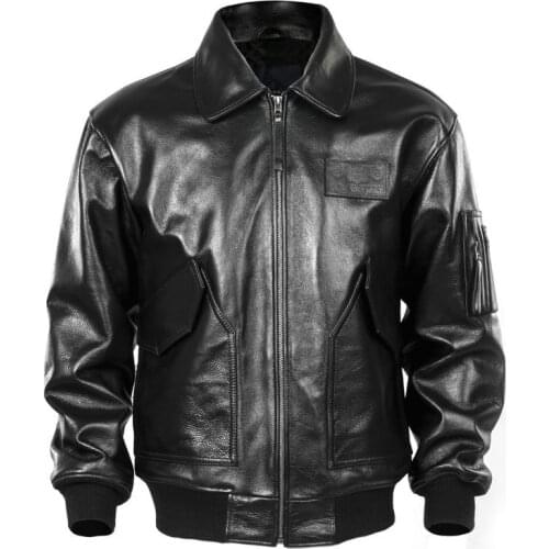 2020 Men Black USAF Pilot Leather Jacket Genuine Cowhide Winter Military Russian Aviator Leather Coat Customized FREE SHIPPING
