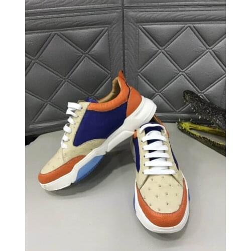 Newly top quality genuine ostrich skin men shoe fashin leisure flat shoe strong solid thread shoe base 2019 ostrich skin