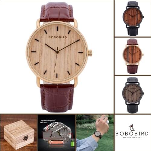 BOBO BIRD Watches Men Wood Stainless Steel Luxury Brand montre homme Quartz Wristwatches Male Clock Simple Watch for Man OEM