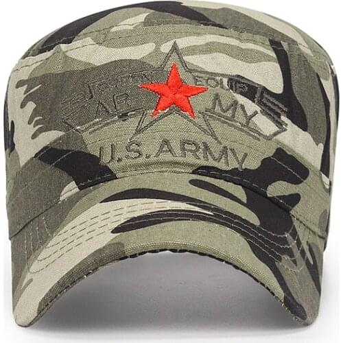 Outdoor Military Baseball Cap Flat Sun Cap Cotton Dad Cap Adjustable Trucker Unisex Style Headwear