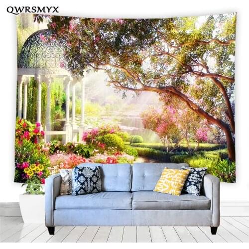 European Style Garden Pavilion Tapestry Wall Hanging Courtyard Balcony Bedroom Dorm Wall Decor Tapestries Home Art Adornment