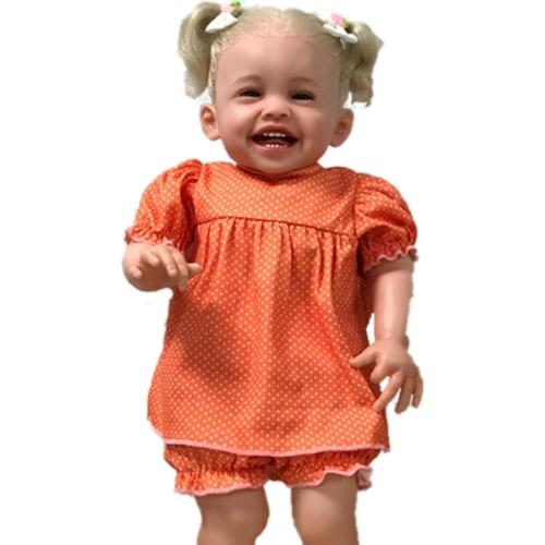 Bebes doll with Simulated baby golden hair lovely smiling face childrens holiday gift childrens growth playmate