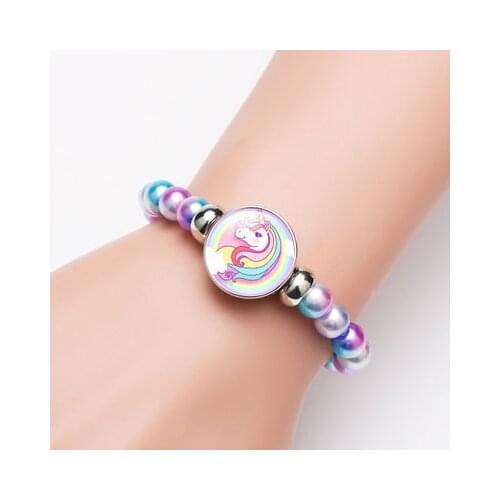 New fashion Cartoon unicorn beaded bracelet For child Accessories jewelry wholesale