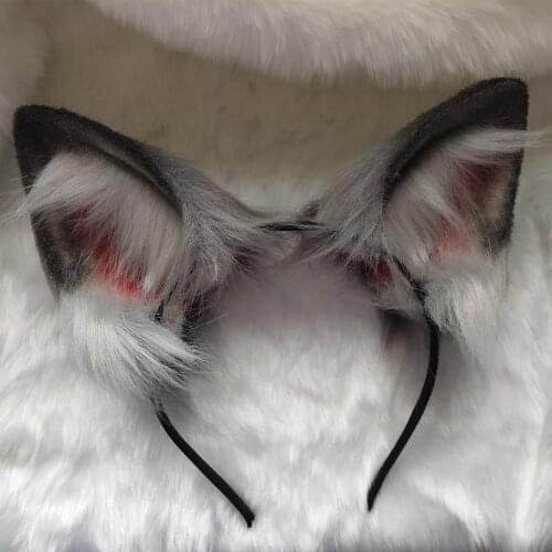 New Gray Wolf Cat Ears Hair Hoop Hand Made Work For KC Cosplay Party Game Costume Accessories Custom Made