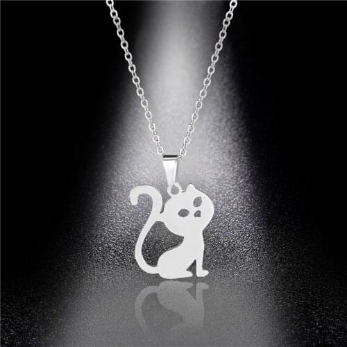 HOT SALE Cute Cat Animal Dog Footprints Paw Necklaces Pendants Women Stainless Steel Jewelry Ladies Charm Choker Necklace Female