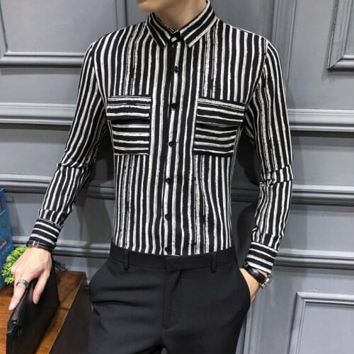 LT122 * Long Sleeve Striped pocket shirt, young mans shirt size P50