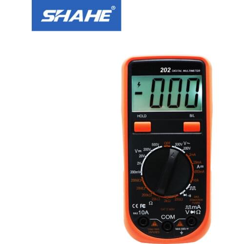 Shahe VC202 Handheld Digital Multimeter LCD Backlight Portable AC/DC Ammeter Voltmeter multimetro digital Current Tester