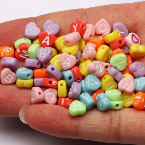Mixed Color Heart-Shaped Acrylic Letter Beads 7mm Loose Spacer Beads For Jewelry Making DIY Necklace Bracelet Beaded Accessories
