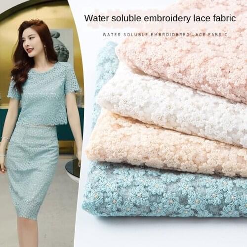 Wide 53" Water Soluble Lace Mesh Fabric for Wedding Dress Skirt Coat Suit Material