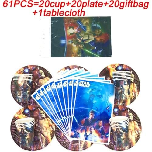 Star Wars Theme Disposable Tableware Kids Birthday Party Decoration Cup Plate Tablecloth Baby Shower Party Supplies Gift bags