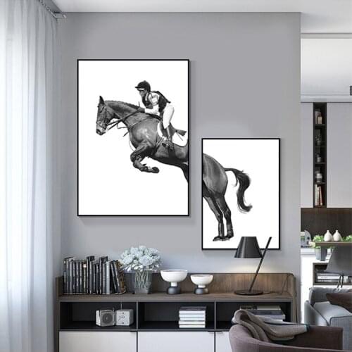 Creative simple picture horse combination picture wall painting porch mural North European restaurant Poster