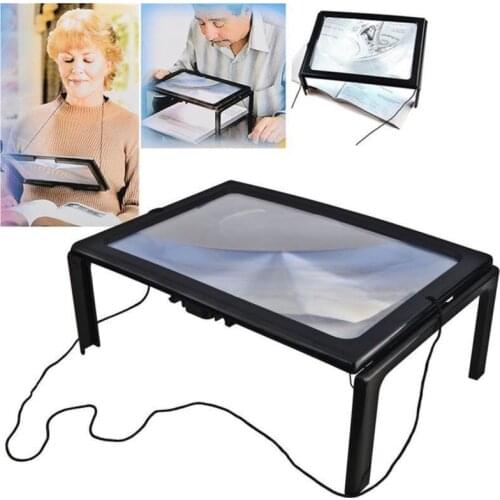 Reading 3X Magnifier Full Page Optical Magnifying Foldable A4 LED Lens Desk Magnifying Glass For Sewing Knitting