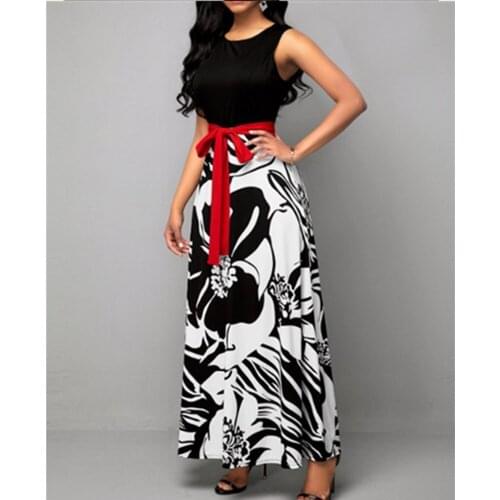 European American Vestidos Sleeveless Dress Women Fashion Print Vest Round Neck Slim African Dress 2021 Summer New Loose Dress