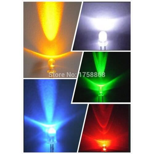 XIASONGXIN LIGHT 5 Values x 20pcs = 100pcs 5mm white red yellow blue green Straw Hat Water Clear Super bright Wide Angle LED F5