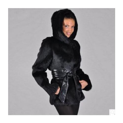 Womens Hooded Faux Mink Fur Jackets Long Section Man-Made Fur Overcoats Female Winter Outwears Casaco De Pele Falso S/6XL Cj77