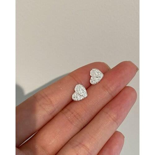 925 Sterling Silver Heart Stud Earrings For Women Engagement Party Wedding Fashion 2021 New Jewelry Pendientes eh155