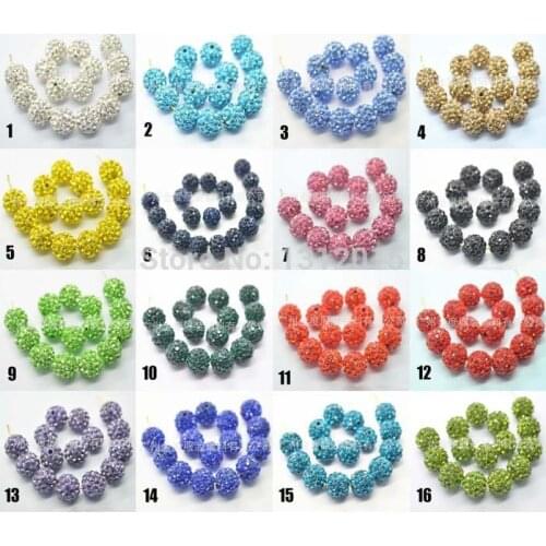 25 kinds of color 100pcs/lot 10mm Clay Paved Crystal Disco Rhinestone Ball Shape Beads DIY For jewelry making 5 Row S0010