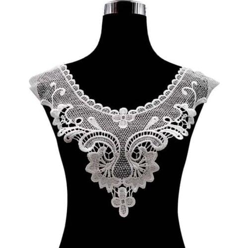 5Pcs High Quality Embroidered Neckline Cotton Lace Collar Sewing White Black Floral Applique for Clothing Accessories