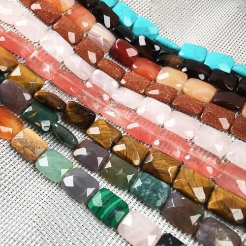 Natural Stone Agates Beaded Faceted Square Shape Crystal Loose Spacer Beads For Jewelry Making DIY Necklace Bracelet Accessories