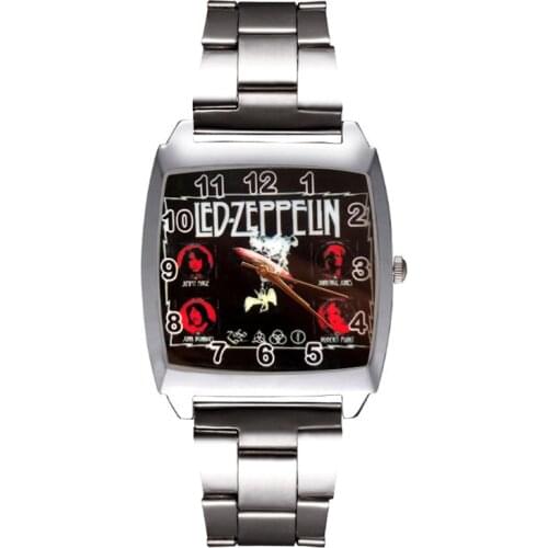 Cartoon Rock band Rectangle style dial Mens Womens Student boys girls Quartz metal steel Wrist Watch JD49