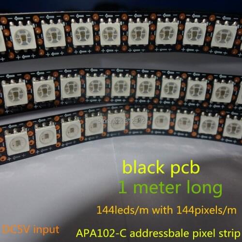 BLACK PCB 1 meter 144pcs APA-102C addressable led pixel strip,144pixels/m;non-waterproof